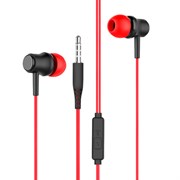 Наушники проводные внутриканальные с микрофоном SONNEN EP-H47RB, 1,1 м, красные/черные, 514129