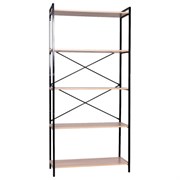 Стеллаж BRABIX "SMART SH-004", 790х360х1950 мм, ЛОФТ, 5 полок, металл/ЛДСП ясень шимо светлый, каркас черный, 641943