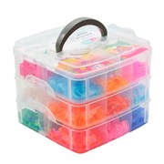 Набор резинок для плетения украшений 3 000 шт., 15 цветов, бокс, бусины, станок, BAMBOX (БАМБОКС), 665976