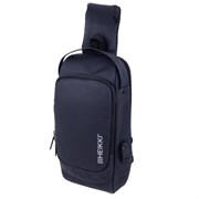 Рюкзак однолямочный HEIKKI FEATURE (ХЕЙКИ), кодовый замок, USB-порт, черный, 32x16x6 см, 273900