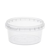 Банка с крышкой 500 мл, пластиковая под пресервы с контрольным замком, диаметр 122 мм, ВЗЛП, 1215КП