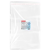 Пакеты БОПП с клеевым клапаном, КОМПЛЕКТ 100 штук, 25х35 + 4 см, 30 мкм, с усиленным швом, BRAUBERG, 700409