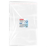 Пакеты БОПП с клеевым клапаном, КОМПЛЕКТ 100 штук, 25х35 + 4 см, 53 мкм, с усиленным швом, BRAUBERG, 700417