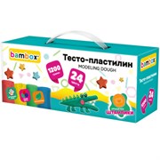Тесто-пластилин для лепки СУПЕР ПЛАСТИЧНОЕ, 24 цвета, 1200 г, крышки-штампики, BAMBOX (БАМБОКС), 107249