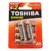 Алкалиновый элемент питания Toshiba LR6 RED 6/card