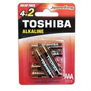 Алкалиновый элемент питания Toshiba LR03 RED 6/card