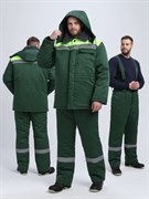 Костюм зимний Труженик-Ультра-1 СОП (тк.Смесовая,210) брюки, т.зеленый/лимонный