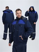 Куртка зимняя укороченная Флофт Премиум (тк.Смесовая,240), т.синий/васильковый/серый