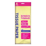 Цветная бумага ТИШЬЮ 17 г/м2, 50х66 см, 10 листов, лимонный цвет, ЗОЛОТАЯ СКАЗКА, 116479