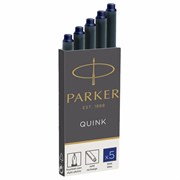 Картриджи чернильные PARKER "Cartridge Quink", КОМПЛЕКТ 5 штук, блистер, синие, 1950403
