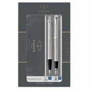 Набор PARKER "IM Stainless Steel CT": шариковая ручка синяя и перьевая ручка синяя, 2183058