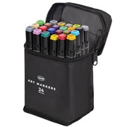 Маркеры для скетчинга двусторонние, НАБОР 24 шт., базовые цвета, в чехле, WBZ (ВБЗ), 152571