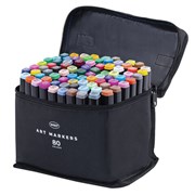 Маркеры для скетчинга двусторонние, НАБОР 80 шт, текстильный чехол, WBZ (ВБЗ), 152575
