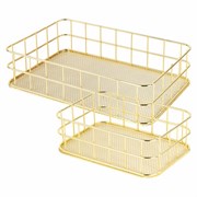Органайзер для косметики корзинка 2 штуки из металла MONTE VITA (МОНТЕ ВИТА), 24х16х6,3 см + 17х12х6 см, золото, 272483