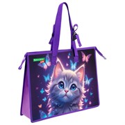 Папка для рисунков и чертежей с регулируемыми ручками BRAUBERG KIDS А3, 1 отделение, карман внутри, "Curious cat", 273414