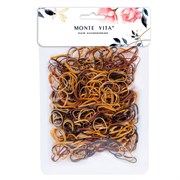 Резинки для волос НАБОР 500 шт., силиконовые, маленькие, коричневый, прозрачный, MONTE VITA (МОНТЕ ВИТА), 457067