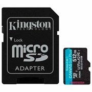 Карта памяти microSDXC 512 GB KINGSTON Canvas Go Plus, UHS-I U1, 170 Мб/с (class 10), с адаптером, SDCG3/512Gb
