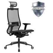 Кресло офисное МЕТТА "SAMURAI" Black Edition, сверхпрочная сетка, регулируемое, черное