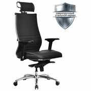 Кресло офисное МЕТТА "SAMURAI" KL-3, с подголовником, экокожа, черное