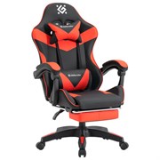 Кресло компьютерное DEFENDER "Tornado", 2 подушки, подставка для ног, экокожа, черное/красное, ш/к 26722, 64057