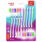 Зубная щетка средней жесткости, КОМПЛЕКТ 10 шт., LAIMA DENT, 609311