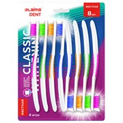 Зубная щетка жесткая, КОМПЛЕКТ 8 шт., LAIMA DENT "CLASSIC WHITENING", безопасное отбеливание, 609315