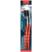 Зубная щетка средней жесткости, щетинки с угольным напылением, КОМПЛЕКТ 2 шт., LAIMA DENT, 609319