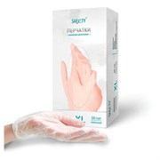 Перчатки виниловые смотровые 50 пар (100 штук), размер 9-10, XL (очень большой), прозрачные SAF&TY