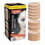 Кинезиотейп для лица и тела НАБОР 8 рулонов по 5 м, лифтинг-эффект, ширина 1/2, 5/5 см, DASWERK (ДАСВЕРК), 680008