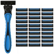 Бритвенный станок многоразовый мужской, 3 лезвия, 31 кассета, синий, X-ONE, 700024