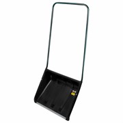 Лопата снеговая СКРЕПЕР 58х45 см пластиковый ЧЕРНЫЙ, алюминиевая планка, рукоятка 100 см, прочный, ГРАНДМАСТЕР, 700343