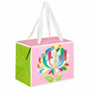 Пакет-коробка подарочный (1 штука) ассорти "Happy Birthday"/"Цветок", глиттер/тиснение фольгой, ламинация 15х9х11 см, 81273, 90074, 81273