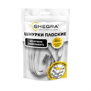 Шнурки плоские эластичные БЕЛЫЕ длина 100 см, ширина 6 мм, 2 капсулы, цвет серебряный, SHEGRA, 701712