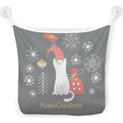 Настенная сетка-органайзер для ванной для игрушек JoyArty Новогодний котик