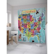 Шторка-занавеска для ванной JoyArty Анималистическая карта США