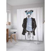 Шторка-занавеска для ванной JoyArty Собака в тельняшке