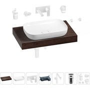 Комплект мебели для ванной комнаты с раковиной Wellsee Genuine Tree