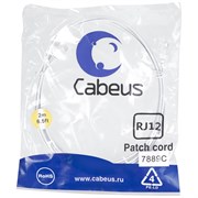Телефонный патч-корд Cabeus PC-TEL-RJ12-2m