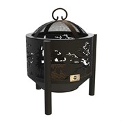 Комплект: костровая чаша с крышкой искрогасителем FIRE-HOUSE деревья диаметр 50 см на трубчатых ножках