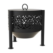 Комплект: костровая чаша с крышкой пламегасителем FIRE-HOUSE ажурная диаметр 50 см на трубчатых ножках