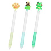 Ручка стираемая с топпером гелевая FUNSTER "CUTE ANIMALS", СИНЯЯ, ассорти, пишущий узел 0,5 мм, 144516