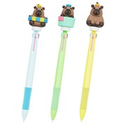 Ручка-спиннер многоцветная с топпером FUNSTER (ФАНСТЕР) "COOL CAPY", 3 ЦВЕТА, ассорти, пишущий узел 0,7 мм, линия письма 0,35 мм, 144517