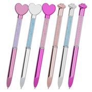 Ручка поворотная с топпером шариковая FUNSTER (ФАНСТЕР) "SHINY HEART&PAW", СИНЯЯ, ассорти, пишущий узел 0,7 мм, 144519