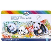 Карандаши цветные ГАММА "Классические", 36 цветов, металлический пенал, шестигранные, грифель 3,3 мм, натуральное дерево, 80220215