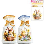 Кулек пасхальный для подарков НАБОР 10 штук 14х23 см "Пасха", ПВД, 2 дизайна, ЗОЛОТАЯ СКАЗКА, 592644