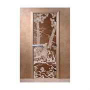 Дверь для бани DoorWood Мишка в лесу
