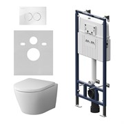 Инсталляция AM.PM IS100101.701700 MasterFit с клавишей L глянцевый белый, с подвесным унитазом Spirit V2.0 FlashClean,