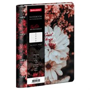 Тетрадь на кольцах А5, 175х215 мм, 120 л., под кожу, BRAUBERG VISTA, "Цветы", 405210