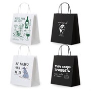 Пакет подарочный (1 штука) 26х13х32 см (L) "Woman Funny Notes", ассорти, крафт, ЗОЛОТАЯ СКАЗКА, 700822