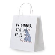 Пакет подарочный (1 штука) 26х13х32 см (L) "Крыска", крафт, ЗОЛОТАЯ СКАЗКА, 700849